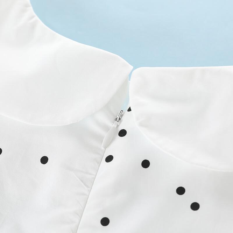 Montagut Girls' Summer Polka Dot Lapel Vest Dress