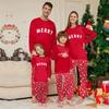 Vánoční rodinné sladěné sady pyžam, oblečení na doma, rodinná sladěná sada top s dlouhým rukávem + kalhoty