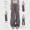 2024 Hong Kong-Style High-Waisted Slim Retro Overalls with Cuffed Design - Loose Fit Straight Pants for Spring and Fall