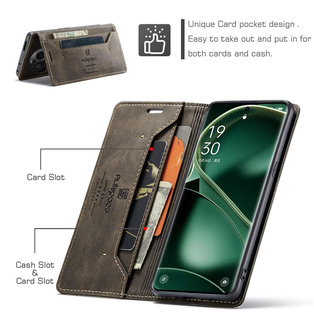 Luxury Genuine Leather Magnetic Wallet Flip Case for OPPO Find X6 Pro Card Slot Stand Shockproof Foldable Holder Full Protection Cover