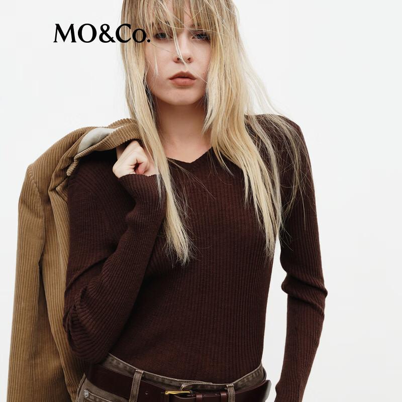 MO&Co. Women's V-Neck Long Sleeve Sweater