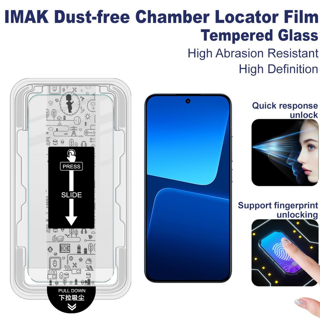 IMAK Seria H Dla Xiaomi 14/13 Szkło Hartowane Ochraniacz Ekranu Folia Instalacyjna Bez Pyłu (Odblokuj odcisk palca)