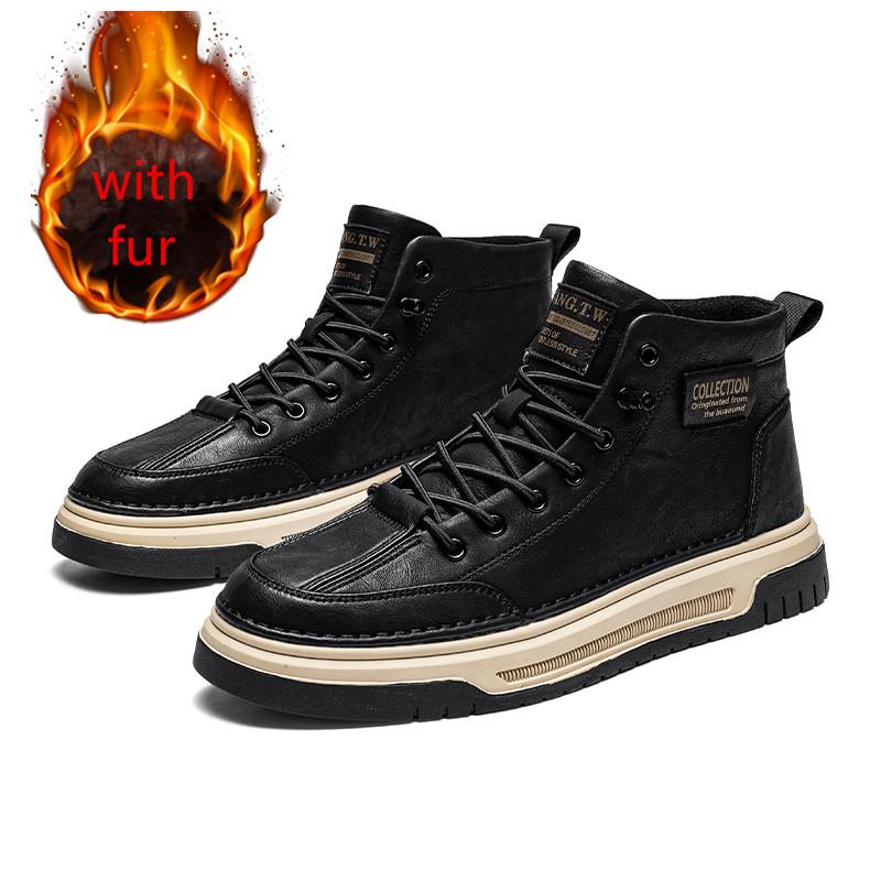 Fashion Men's Snow Boots lace up high top Sneakers Super Warm Plush Women Boots Outdoor Non-slip Hiking Boots Work warm Shoes men