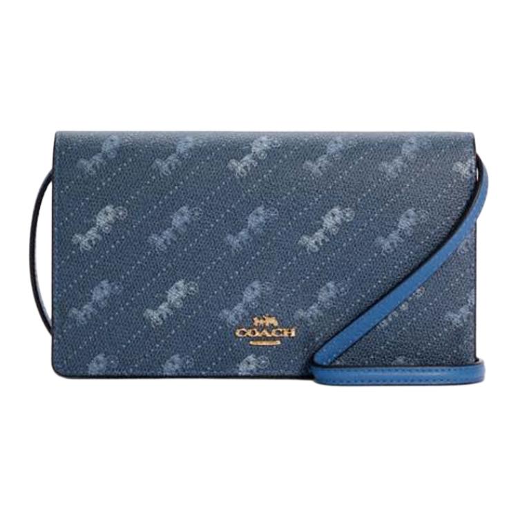 

Coach Anna 20 Monogram Print Leather Flap Shoulder Bag Women bags Blue C4208-IMDEN Basic Set (Bag+Dust Bag)