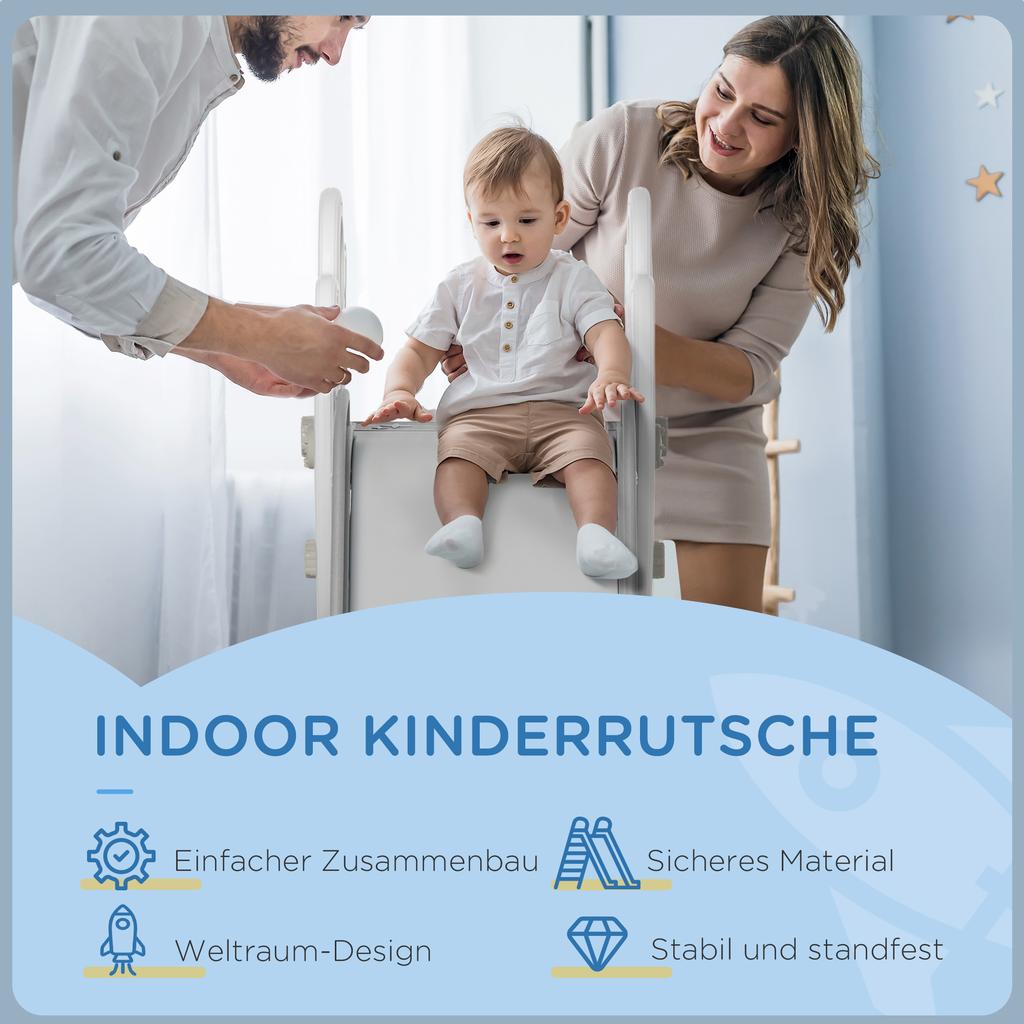 Slide for children aged 1.5 to 3 years. Rocket design. Sticker set. Grey. 157 x 46.5 x 80 cm