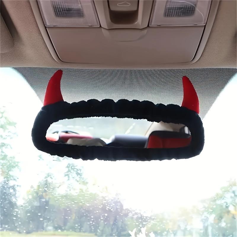 1pc Creative Rearview Mirror Cover, Cute Devil Horn Rearview Mirror Ornament, Interior Accessory