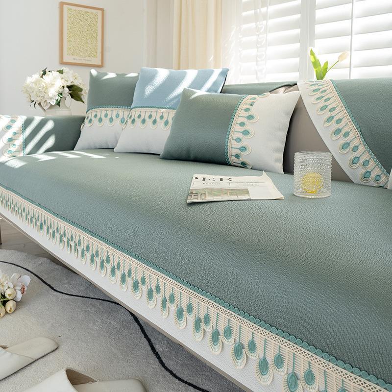 Summer Ice Silk Summer Mat Sofa Cushion Simple Modern Non-Slip Cooling Cushion Sofa Cover Backrest Towel Washed Thickened