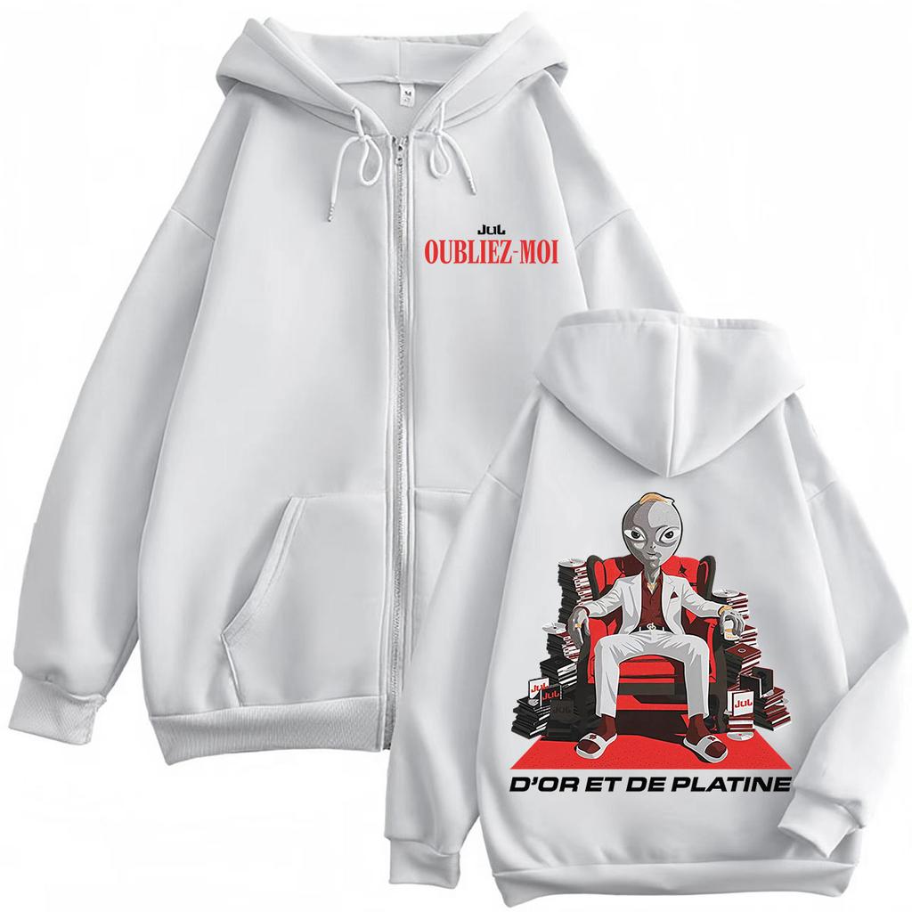 Rapper Jul OUBLIEZ-MOI Fashion Print Zipper Hoodie Men Women Fashion Sweatshirts Winter Aesthetics Casual Loose Zip Up Jacket