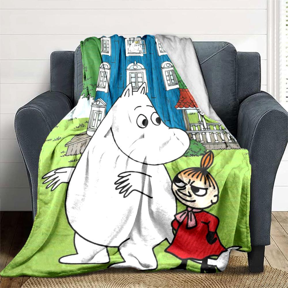 Moomin Snorkmaiden Front Blue House Flannel Blanket Super Soft Warm Cozy Blanket For Sofa Bed Office Travel Allseason Home Decor Gift