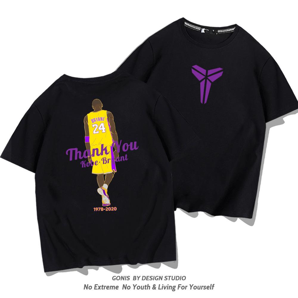Lakers Memorial Short Sleeve T-Shirt Men s Summer Youth Sports Basketball Large Size Half Sleeve XXS