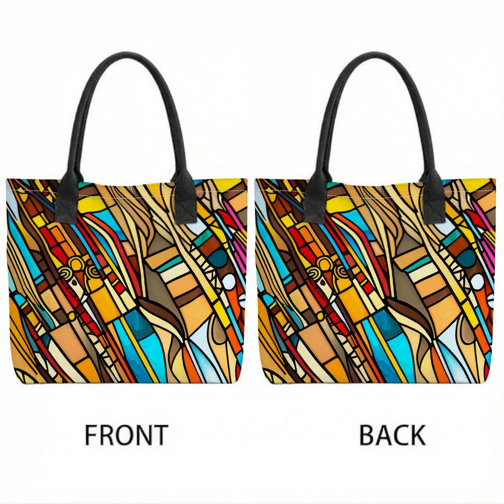  Colorful Abstract Tote Bag Stylish Large Capacity Handbag for Daily Use