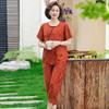 Petite Mom's Ice Silk Printed Summer Set for Middle-Aged Women