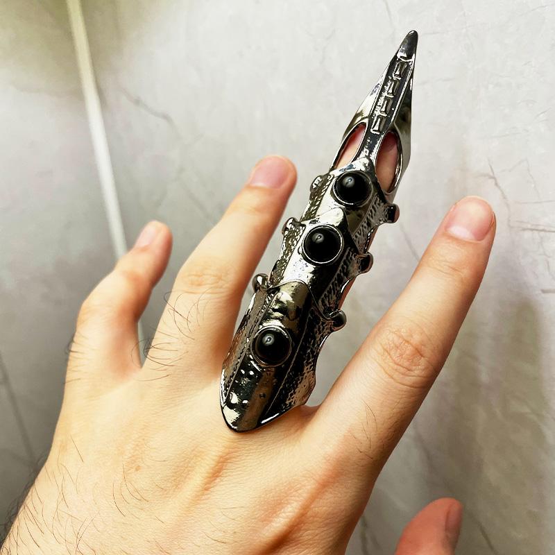 Rüstung Knöchel Vollfinger Doppelring Aktivitätsring Für Männer Punk Gothic Offener Ring Zirkon Anime Cosplay Halloween Accessoires