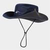 Wide Brim Sun Hat for Outdoor Activities, Waterproof, UV Protection, Adjustable Chin Strap, Unisex Design, Navy Blue