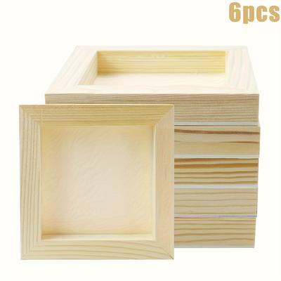 6Pcs 12*12cm Wood Panel Boards Unfinished Wood Canvas Wooden for Crafts Painting Canvas DIY Art Projects Pouring, Arts Use with Oils Acrylics