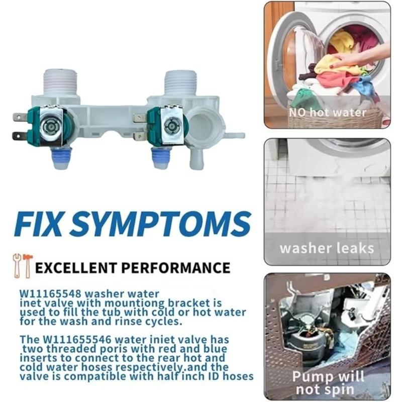 Washer Water Inlet Assembly Replacement with Two Port Body Mounting Tabs and Solenoid Units for Fill Control Part Number Review and Repair
