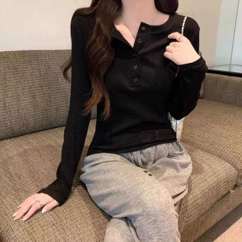 

Женская футболка с длинным рукавом, осенне-зимняя, приталенная, с высоким воротом, базовая XL чёрный