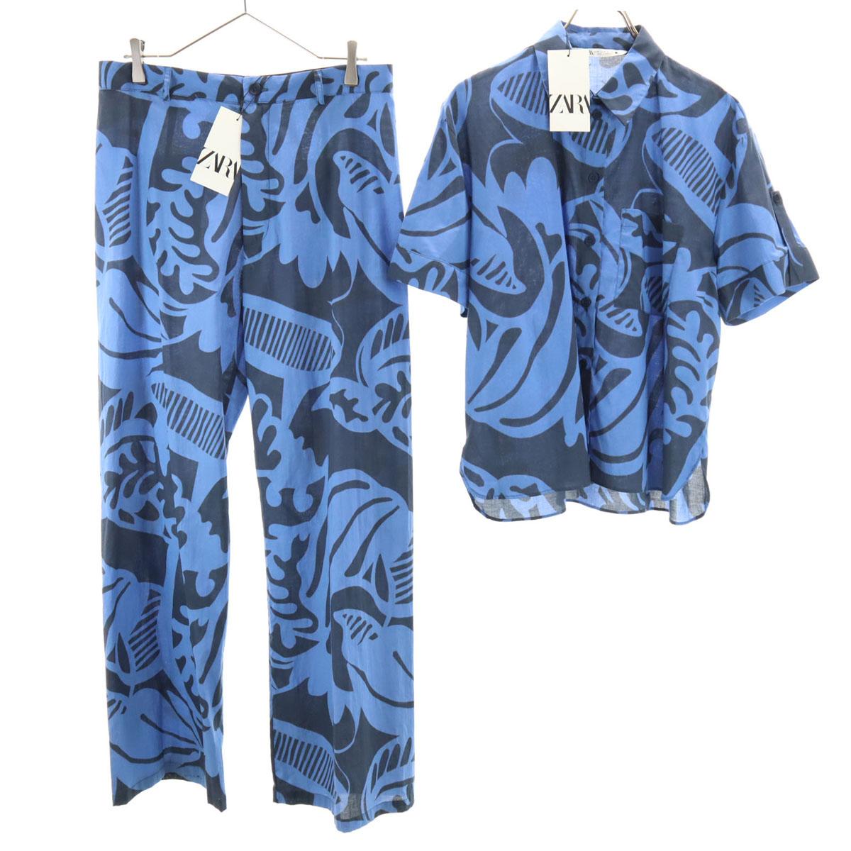 

ZARA Overall handle Short sleeve shirt Setup M/L Navy system Women Used