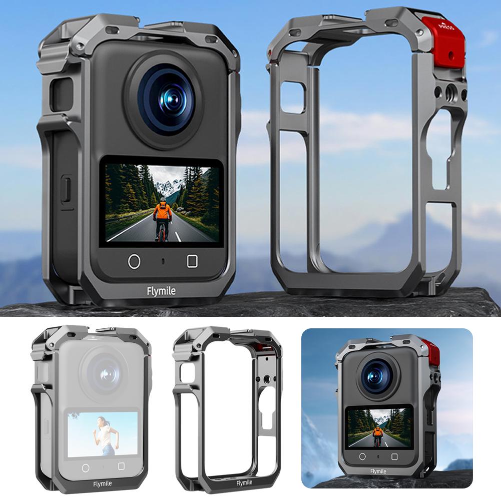 For DJI OSMO 360 Panoramic Camera Rabbit Cage Aluminum Alloy With Silicone Lens Cover Expansion Mount Case Camera Accessories
