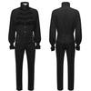 Gothic Ruffled Stand Collar Men's Long Sleeve Tie Shirt with Pleated Cuffs