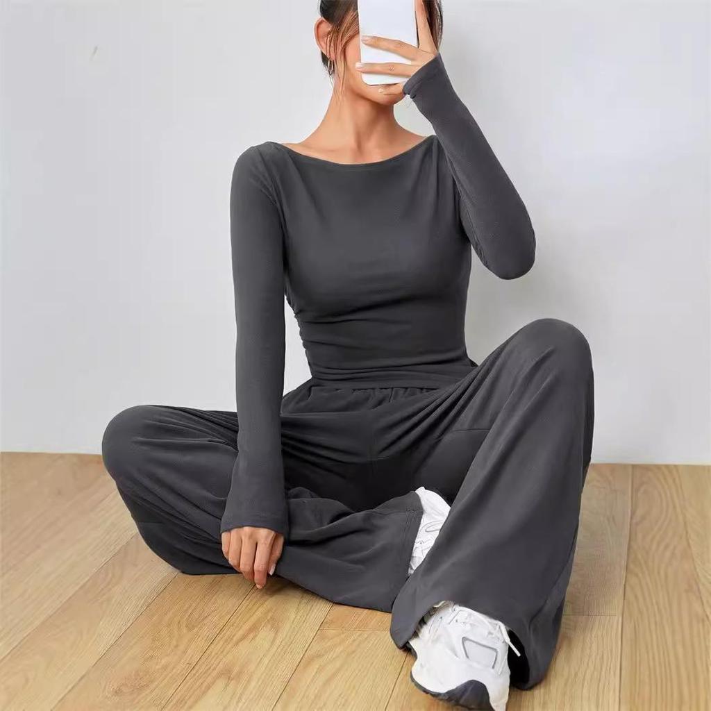 Loose Fit Women's Wide-Leg Pants Two-Piece Set - Soft, Stylish, Irregular Design