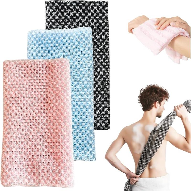 3 Stück Peeling-Duschhandtuch Premium Peeling Waschen Rücken Badetuch für Körper Gesicht