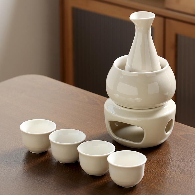 Creative Ceramic Wine Warmer - Yellow Wine Heating Set with Hot Water Pot