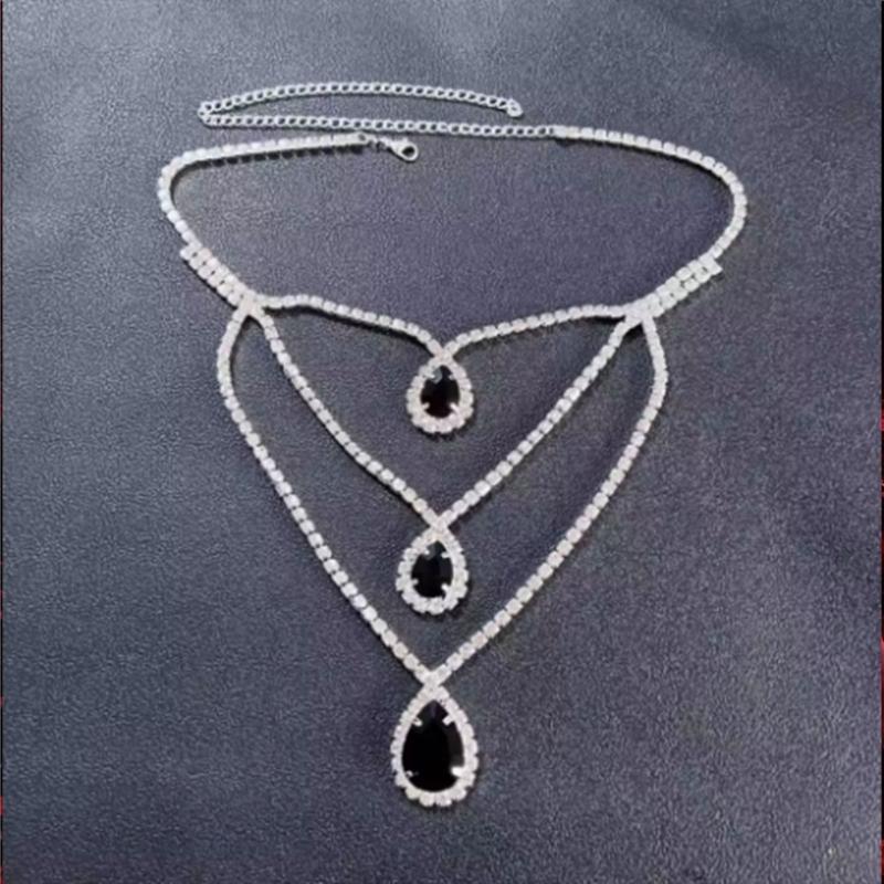 Elegant Necklace Thick Chain Necklace Crystal Water Drop Necklace Pendant Necklace Perfect for Stylish Women Present