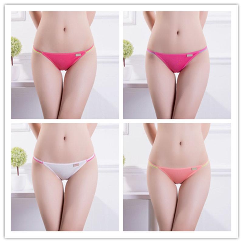 Women's Sexy Underwear String Panties Low Waist Seamless Briefs Ladies Bikini Soft Cotton Lingerie 4 Pcs/set