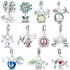 Exquisite Original Charms Copper Green Zircon Flower Bird Heart Wings Beads Fit Bracelet Women Jewelry Diy Gifts