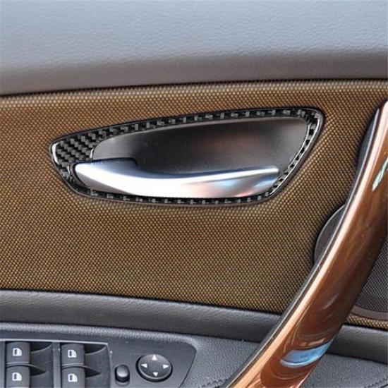 Carbon Fiber Interior Door Handle Cover Trim For BMW 1 Series E82 E88 2008-2013