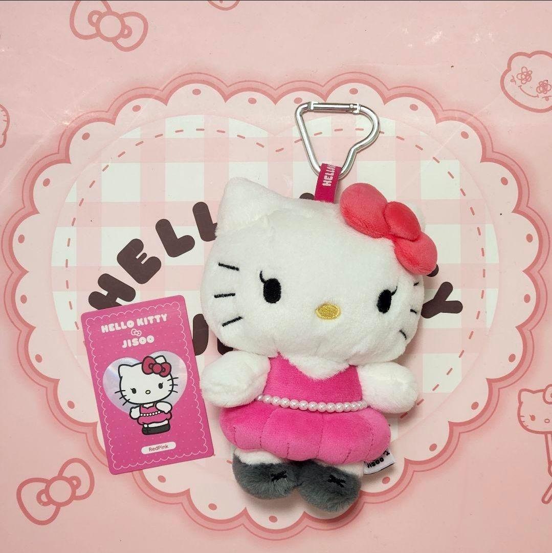 [USED] BLACKPINK Jisoo Kitty Plush Keyring Red Pink Korea