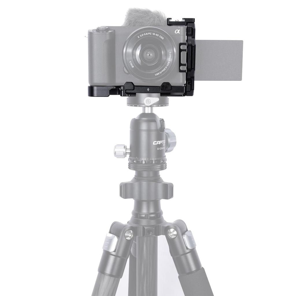 NICEYRIG Kamerakäfig L-Winkel Halbkäfig L-Platte mit Arca Schnellwechselplatte und Abnehmbarem Blitzschuh für Sony ZV-E1 Kamera - 559