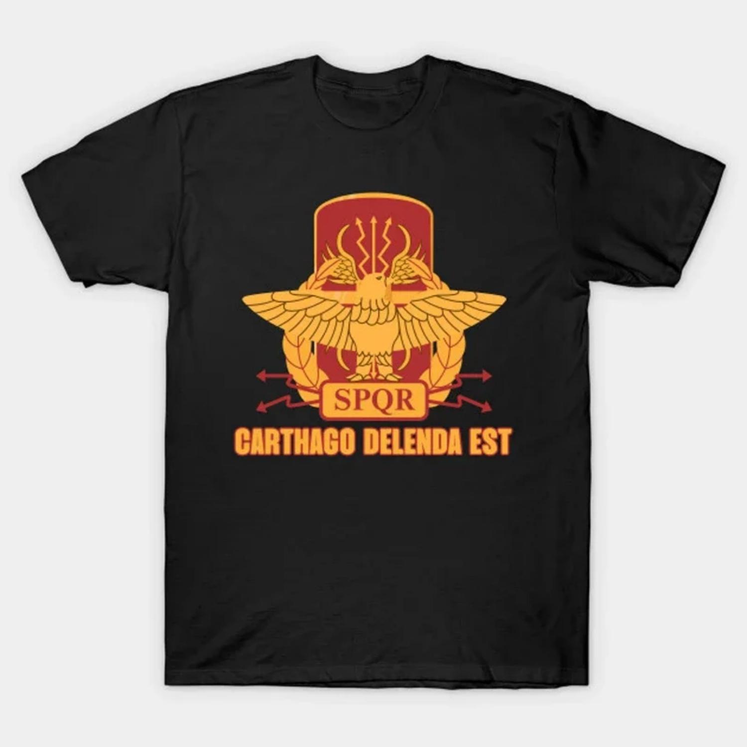 SPQR Eagle Carthago Delenda Est T-Shirt 100% Cotton O-Neck Summer Short Sleeve Casual Mens T-shirt Size S-3XL S чёрный