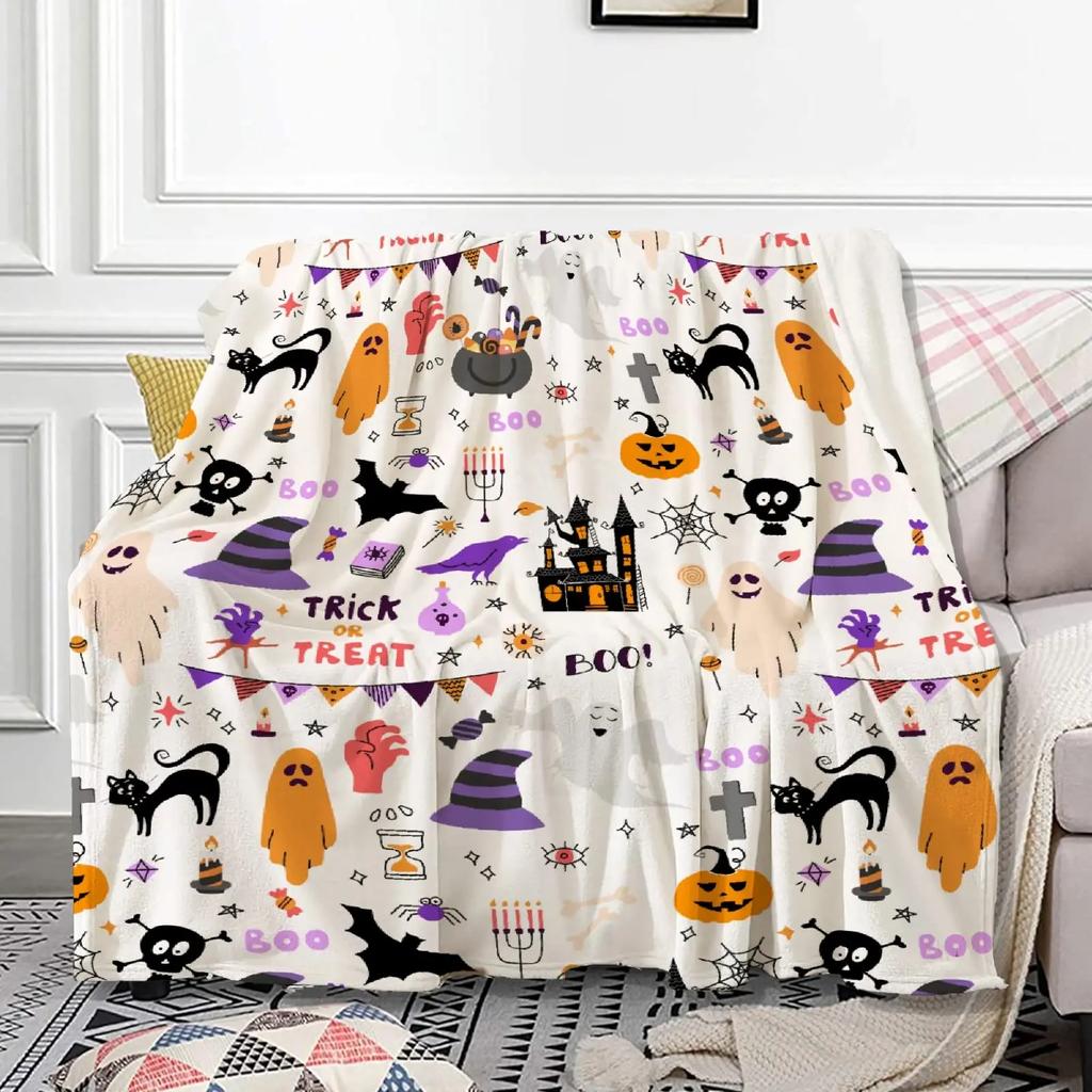 Halloween Witchy Witch Blanket Flannel Throw Blanket Lightweight Soft Cozy Sofa Bed Blanket for Men Women Teens Halloween Gifts