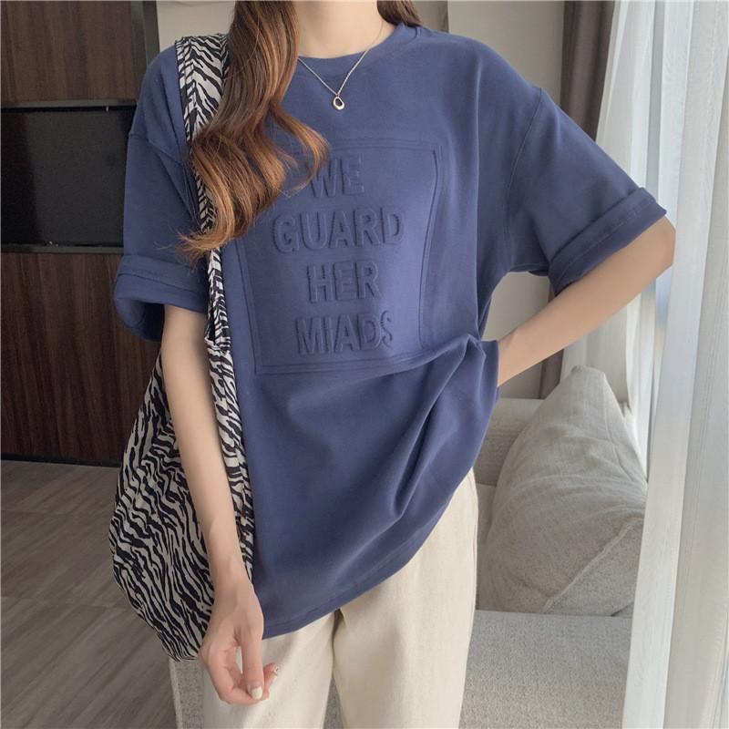 Korean Style Short Sleeve T Shirt With 3d Letter Pattern For Casual Summer Wear