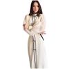 Ladies' Contrasting Round Neck Bow Decoration Long Dress with Slim Fit Temperament Spring and Summer New Women's Elegantlong Sleeved Dresses