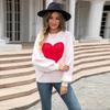 2026 Winter Valentine's Day Heart Pattern Round Neck Knit Pullover Sweater for Women - Plus Size Available