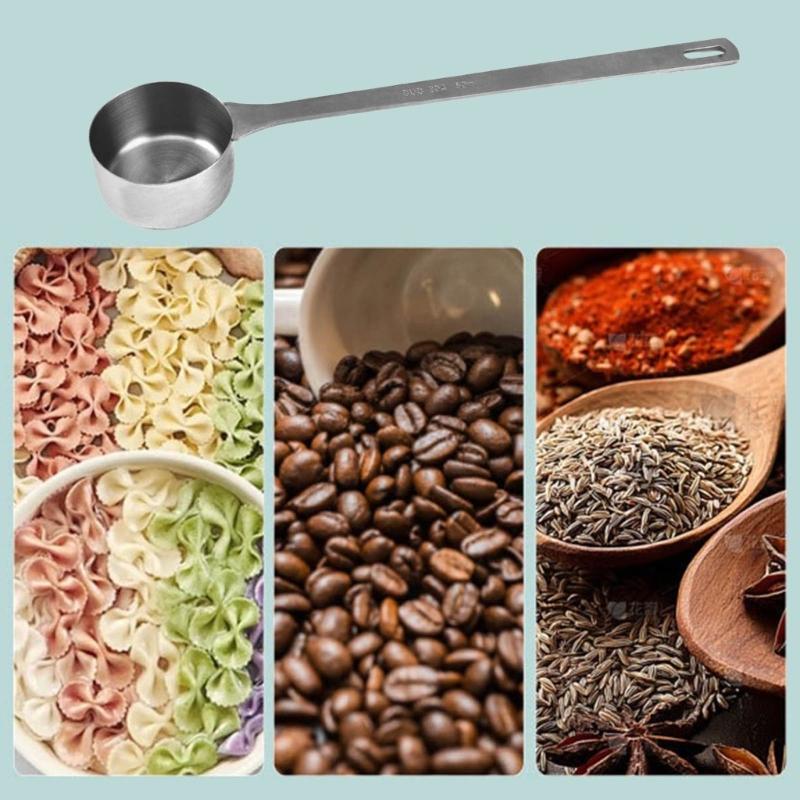 Premium 304 Nonrust Steel Long Handle Scoops Functional Baking Measuring Spoon Ideal For Coffee Powder And Spices