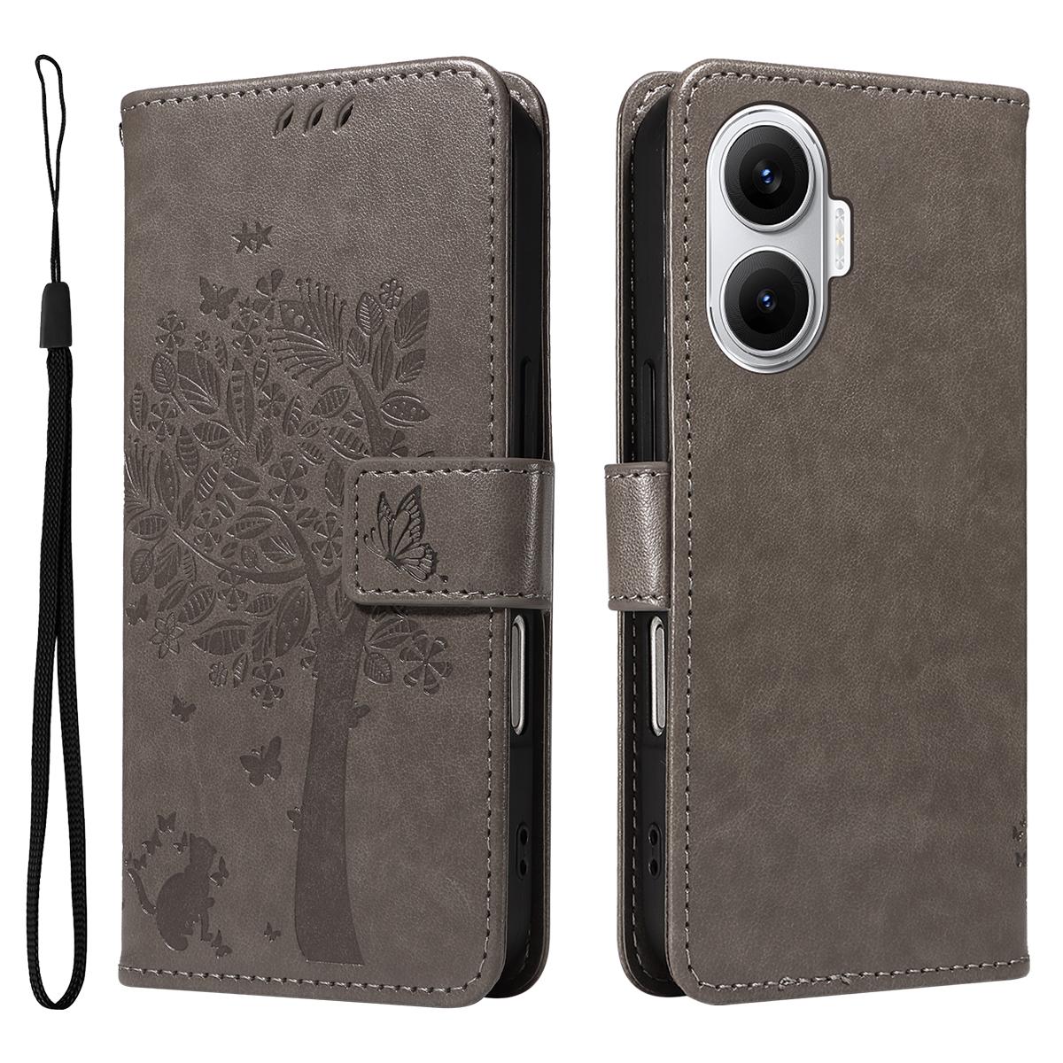 

Чехол для телефона Xiaomi Poco F7 5G/Xiaomi Redmi Turbo 4 Pro 5G с подставкой, узор «Кошачье дерево», кожаный кошелек, мобильная обложка Grey