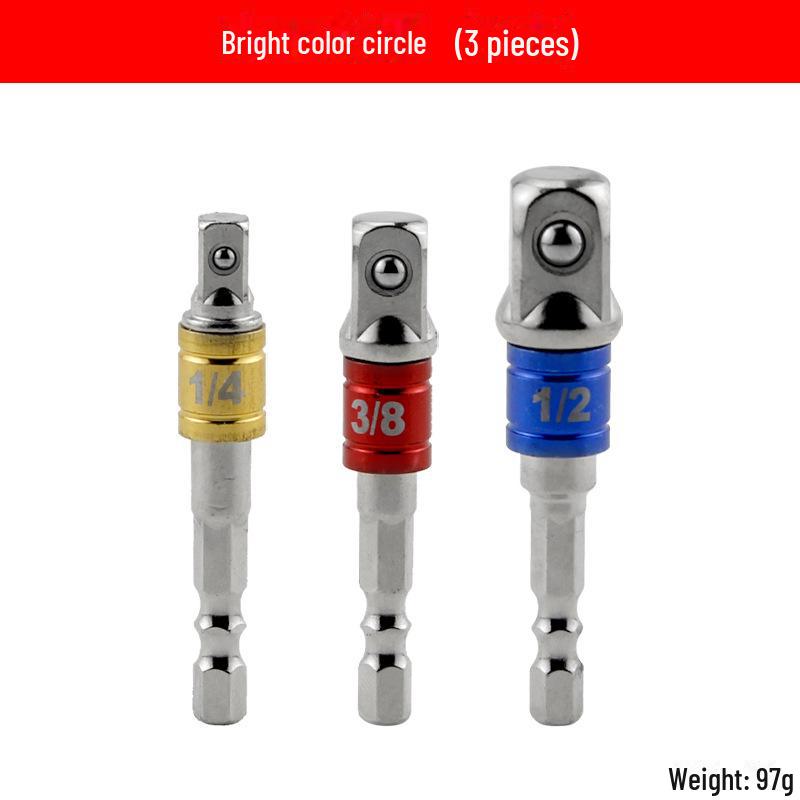 Hexagonal To Square Rod Quick Conversion Sleeve for Hand Drill, with Anti-drop Steel Ball Connector for Batch Heads.