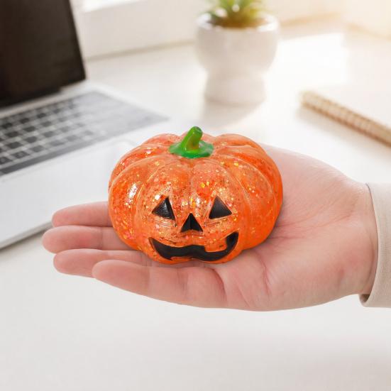 Glitter Stress Ball 1/2/3Pcs Halloween Pumpkin Head Ball Anxiety Relief Spooky Toy Toy Stretchy Orange Sensory Elastic