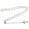 Pearl Necklace Catholic Cross Rosary Beaded Chains Women Pink Female Prayer Aesthetic Fashion Jewelries Accessories