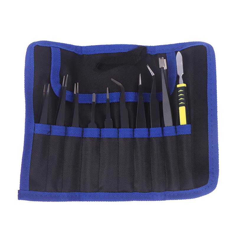 9Pcs Stainless Steel Anti Static Tweezers Set Precision Electronic Repair Tools For Maintenance Precision Tips