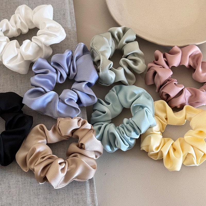 Solid Color High Elasticity Hair Tie with Leather Case for Women's Ponytails