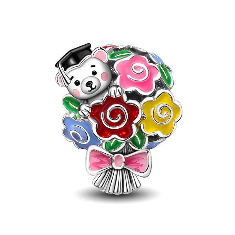 Copper Graduation Bouquet Bow Flowers Pendant Bead Diy Bracelet Bangle Making Gift Of High Quality Fine Jewelry