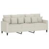 3 Seater Sofa with Footstool Cream 180 cm Velvet