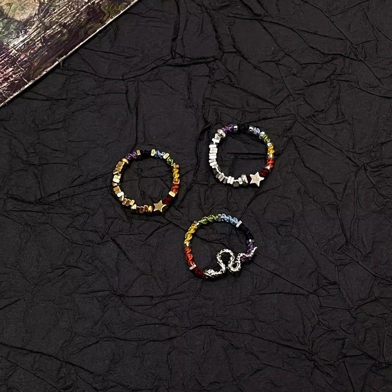 

Радужная бабочка 18K золотое покрытие пятиконечная звезда плетеный веревочный браслет радужный дофаминовый модный ремешок для переноски для подруг Lucky Rainbow Star ring-Gold Star