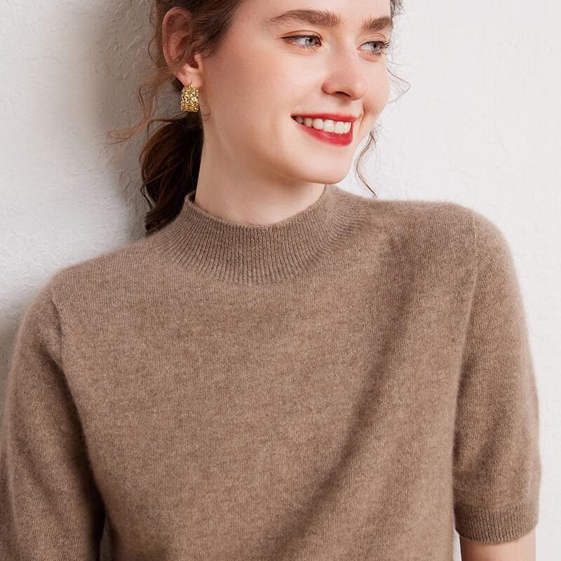 Fanzhen Women's 100% Cashmere Short-Sleeve T-Shirt