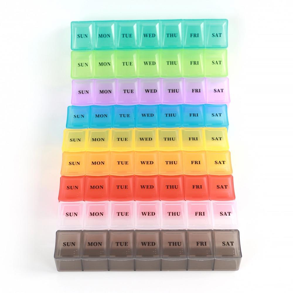 New Hot Weekly Premuim Portable 7 Grids 1 Times A Day Pill Storage Cases Box Organizer Container for Vitamins Medicine Fish Oils